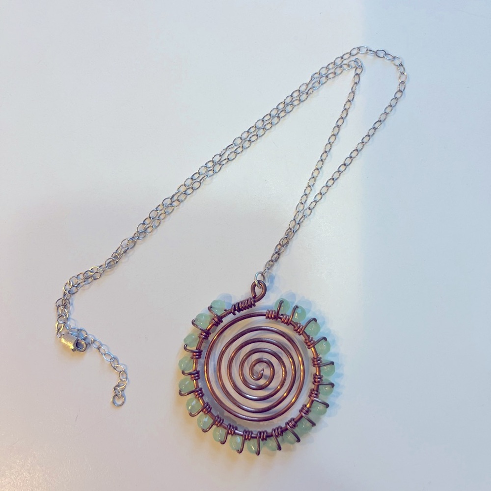 Spiral metal & stone work necklace